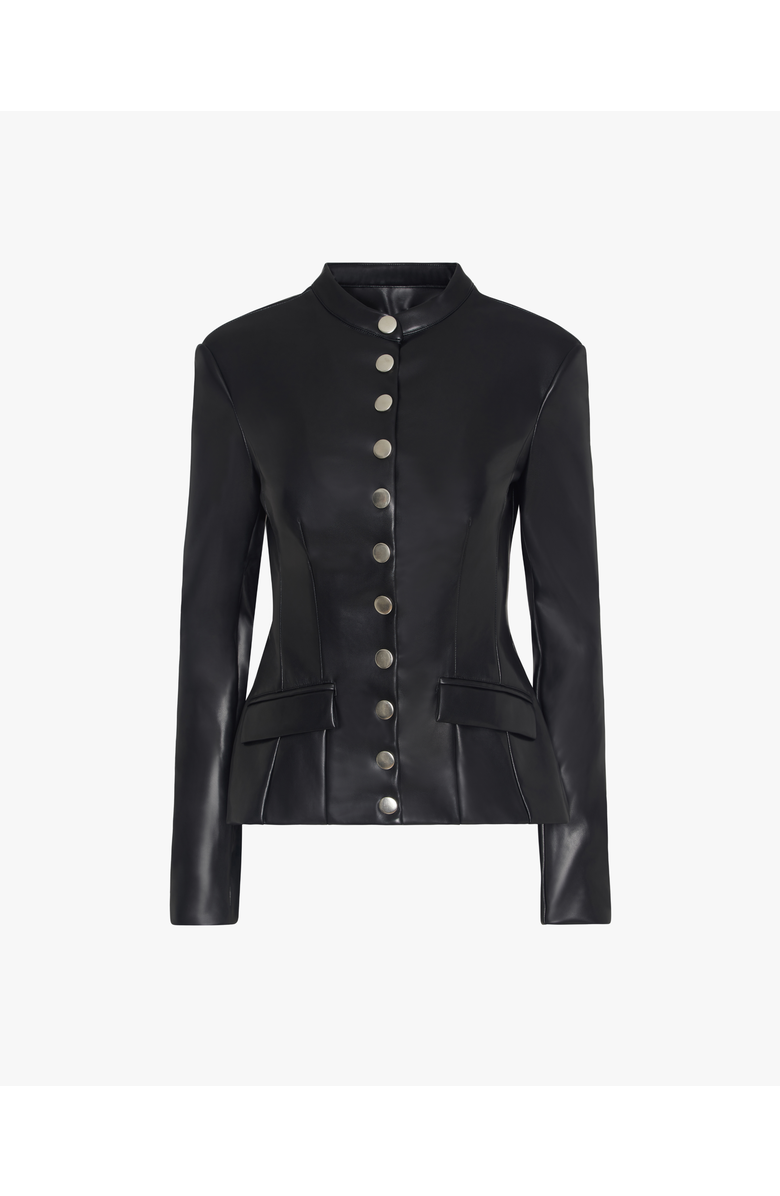 WeWoreWhat Vegan Leather Military Jacket, Alternate, color, Black