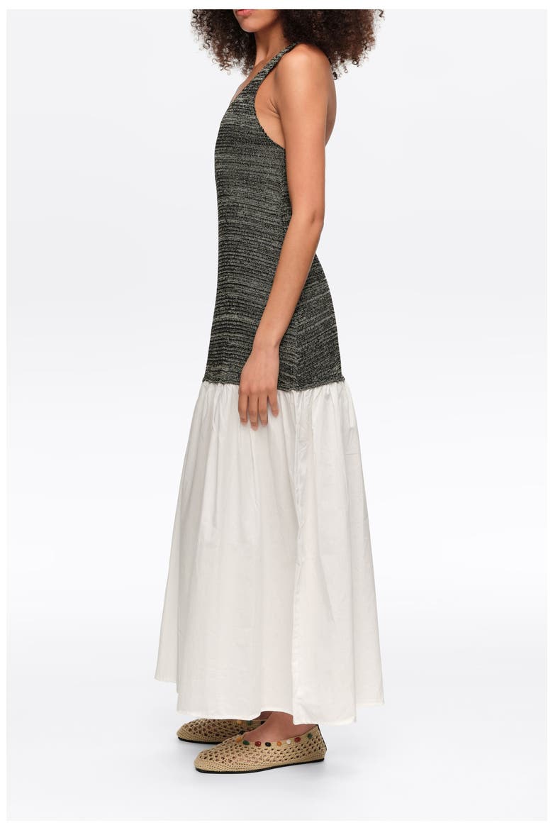 Two-Material Knit Dress, Alternate, color, WHITE