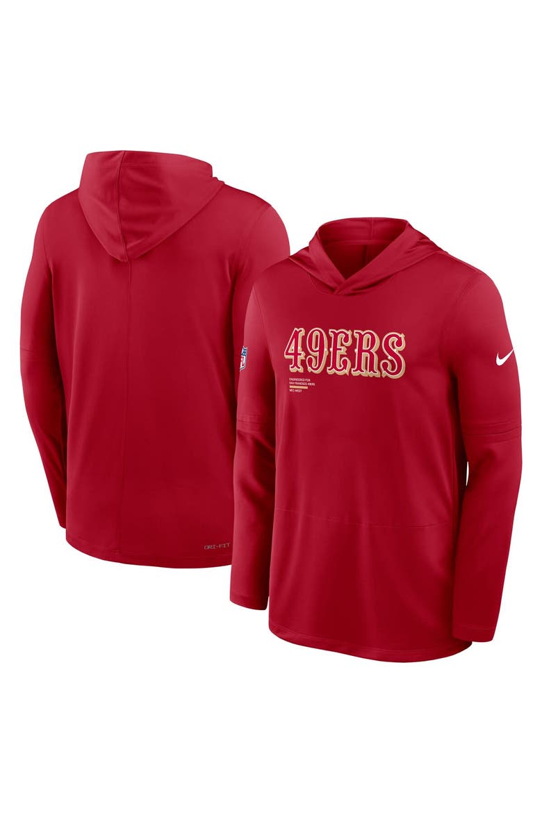 Men's Nike Scarlet San Francisco 49ers Big & Tall Sideline Performance Long Sleeve Hoodie T-Shirt, Alternate, color, Scarlet