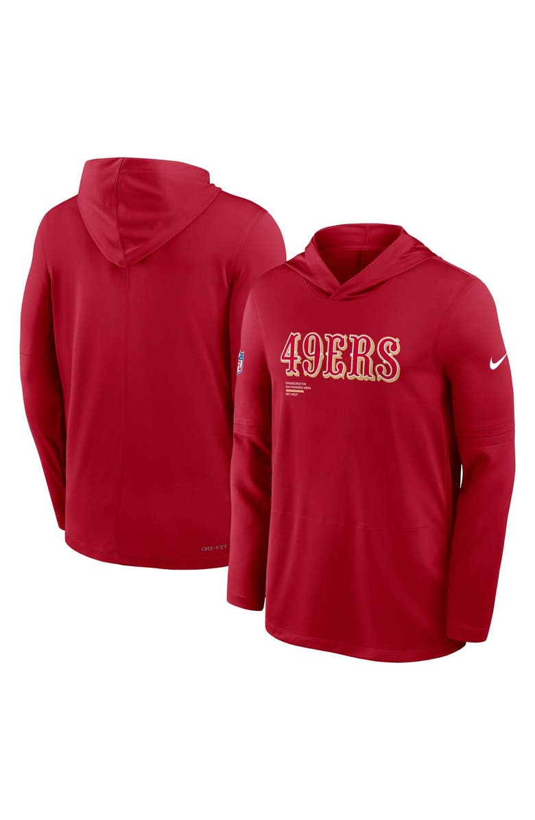 Nike Men's Nike Scarlet San Francisco 49ers Big & Tall Sideline Performance Long Sleeve Hoodie T-Shirt, Alternate, color, Scarlet