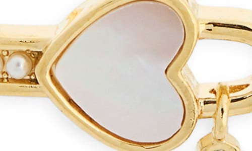 Eye Candy Los Angeles Lana Iridescent Heart & Faux Pearl Bangle Bracelet In Gold