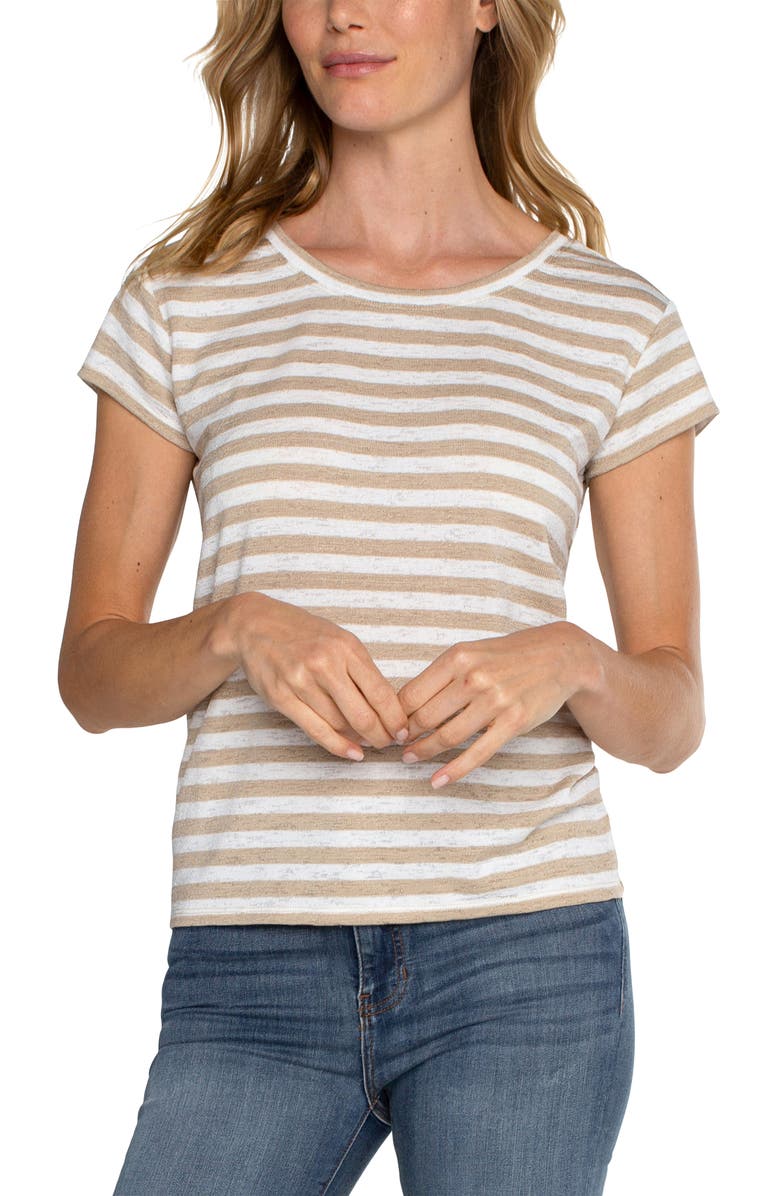 Liverpool Stripe Cinch Back Knit Top, Alternate, color, Cream W Tan Str
