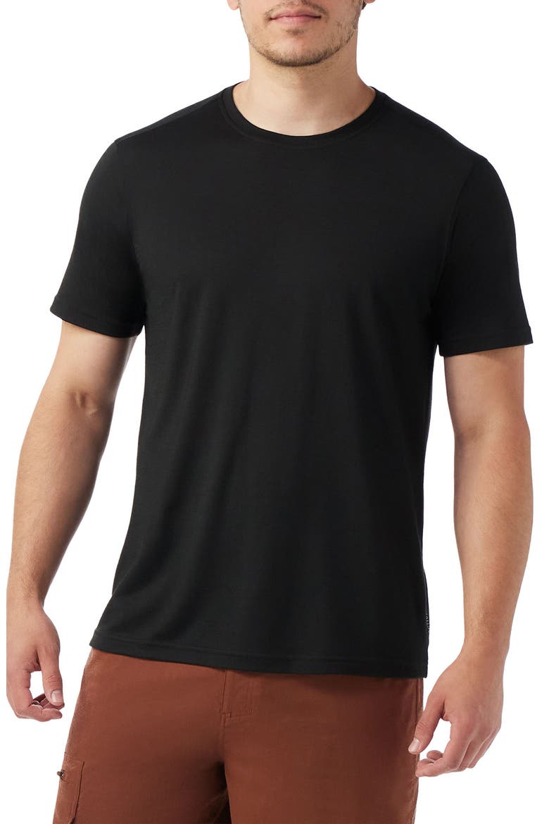 Active Performance Wool Blend T-Shirt, Main, color, BLACK