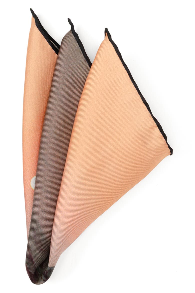 Binary Sunset Silk Pocket Square, Main, color, ORANGE MULTI