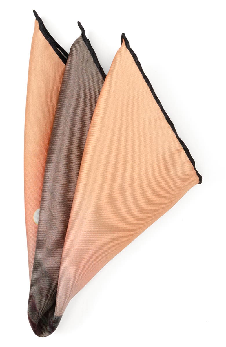 Cufflinks, Inc. Binary Sunset Silk Pocket Square, Main, color, Orange Multi