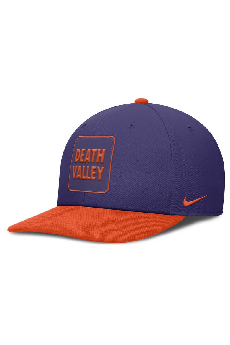 Men's Nike Purple/Orange Clemson Tigers 2025 Sideline Campus Pro Local Snapback Hat, Main, color, Purple