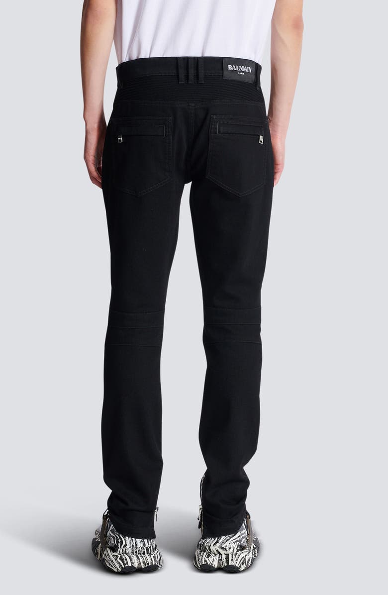 Balmain Denim Biker Pants, Alternate, color, 0Pa Black