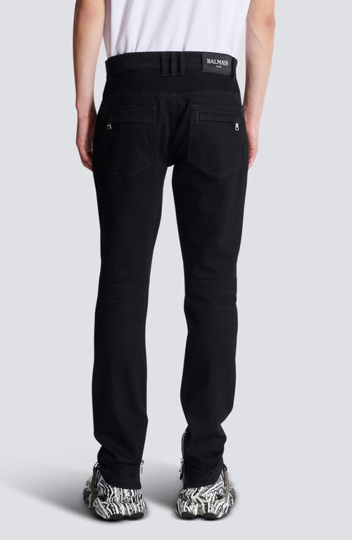 Balmain Ribbed Slim Jeans-vintage Used In 0pa Black