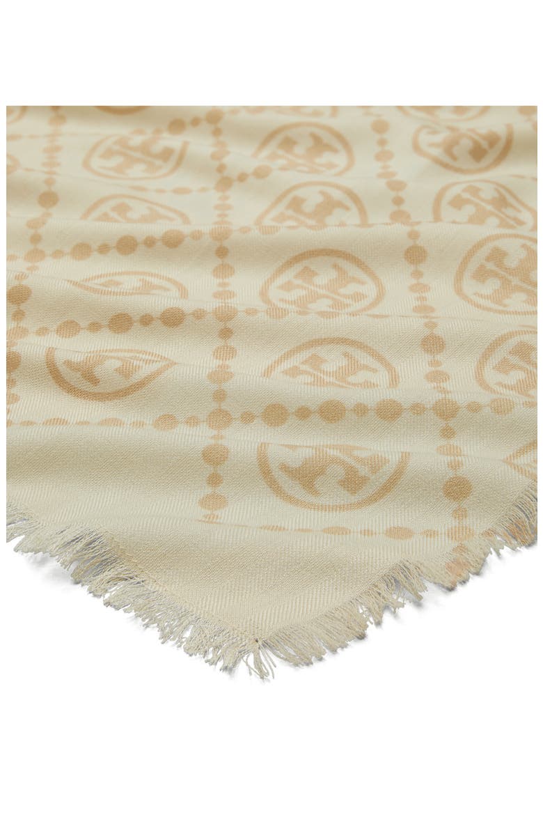 T-Monogram Print Silk Oblong Scarf, Alternate, color, NEUTRAL