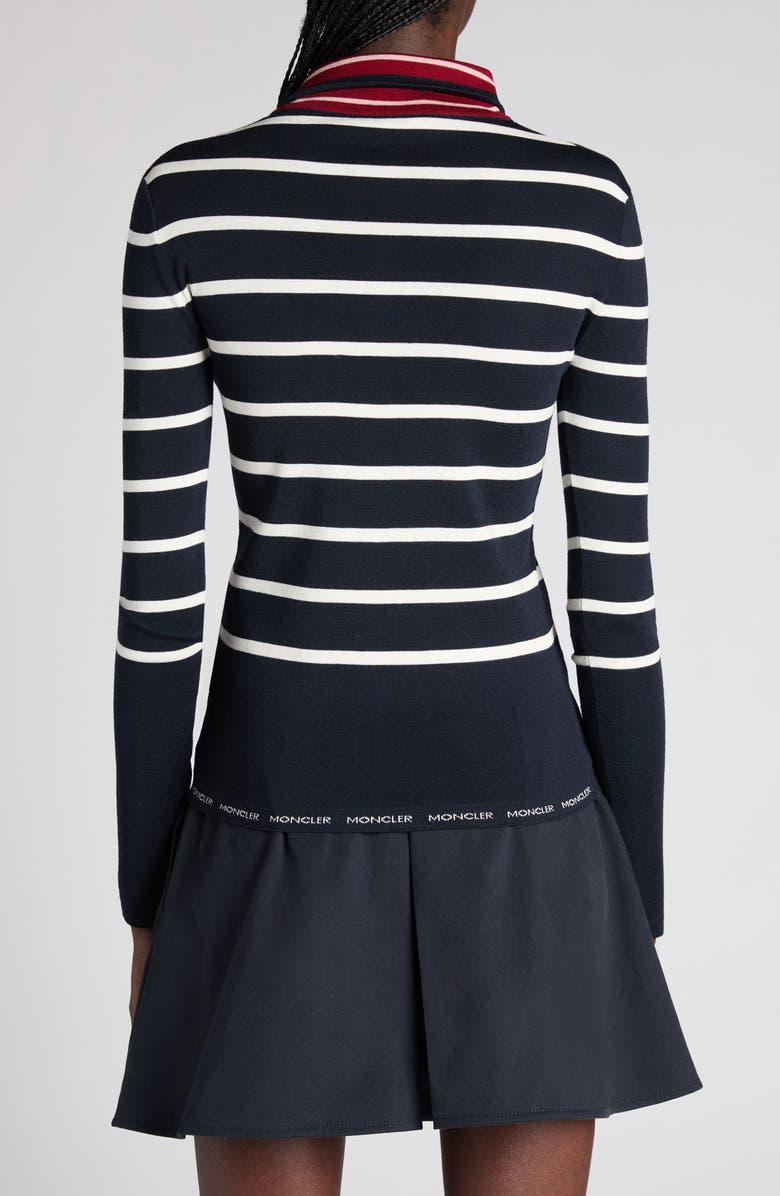 Moncler Stripe Virgin Wool Quarter Zip Pullover, Alternate, color, Stripe