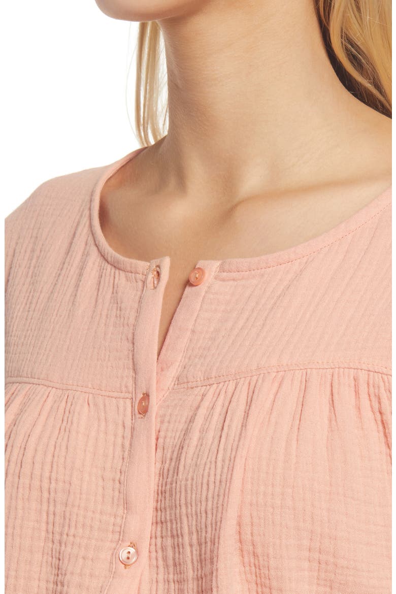 Cotton Gauze Top, Alternate, color, PEACH PAPAYA