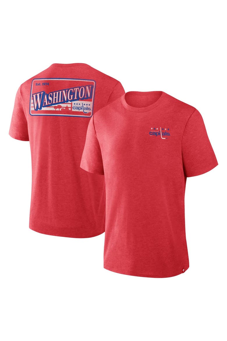 Men's Fanatics Heather Red Washington Capitals Fan Lanes Tri-Blend T-Shirt, Main, color, Heather Red