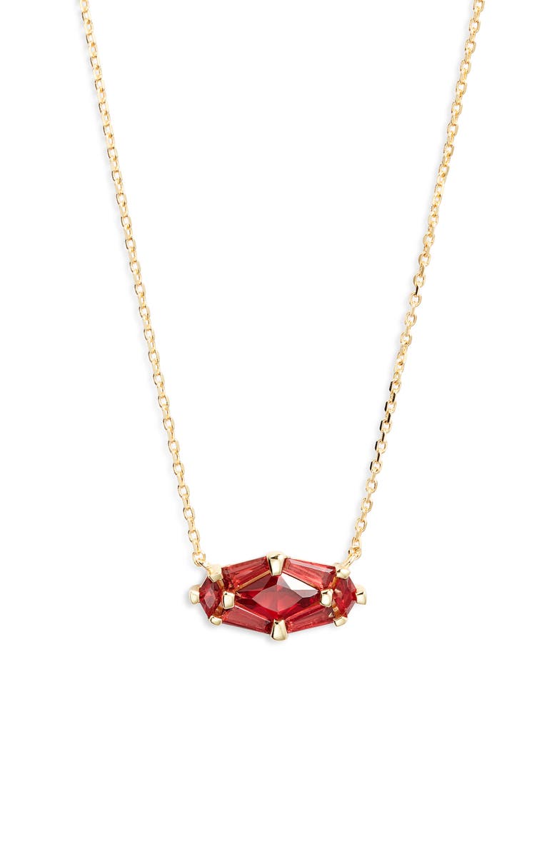 Kendra Scott Short Lindy Rae Pendant Necklace, Main, color, Gold Red Crystal
