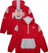 Mitchell & Ness Men's Mitchell & Ness Scarlet Ohio State Buckeyes Team 3.0 Anorak Half-Zip Hoodie