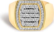 Haus of Brilliance Men's 14K Yellow Gold Plated Sterling Silver 3/4 Cttw Diamond Cushion Head and Halo Band Ring