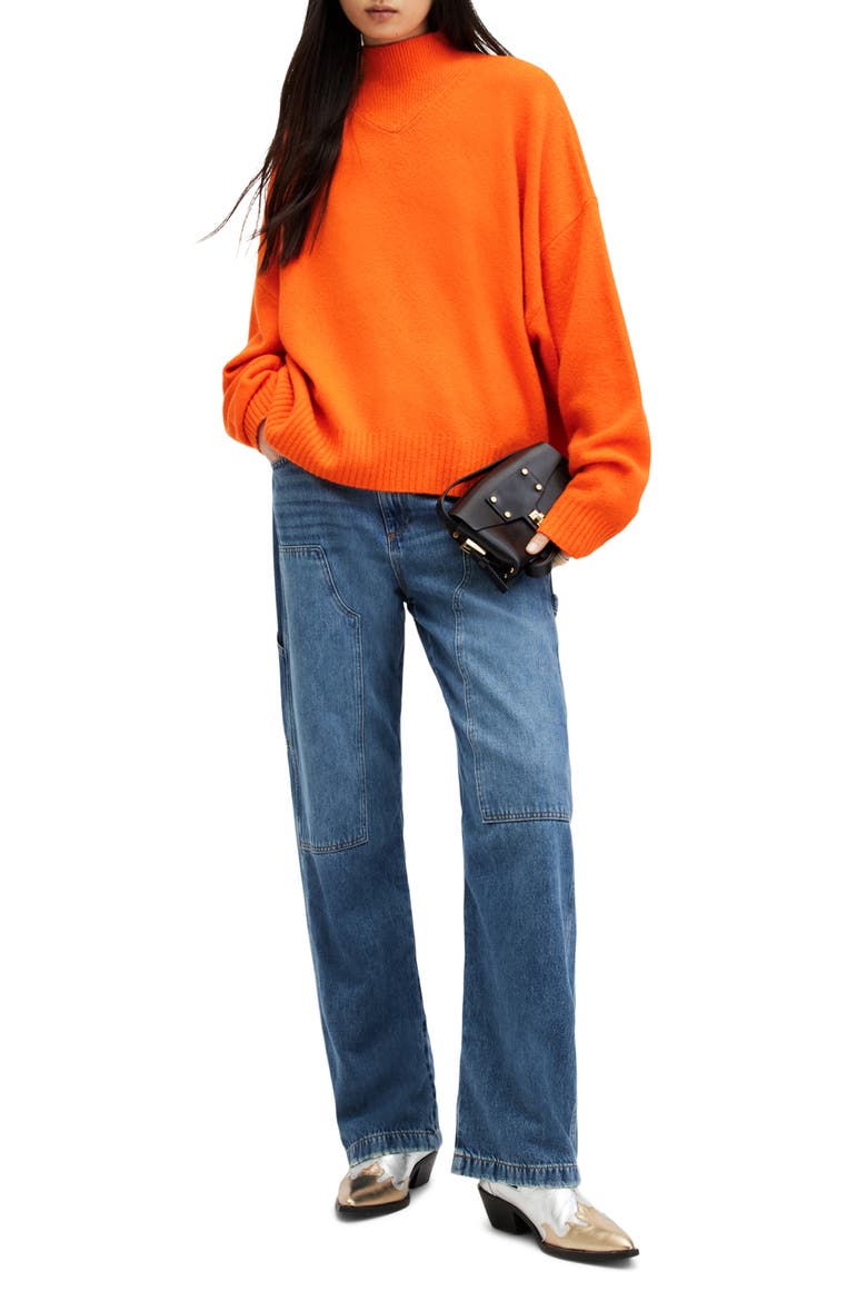A Star Funnel Neck Sweater, Alternate, color, ZESTY ORANGE