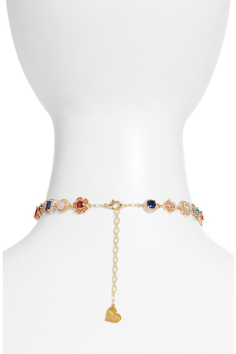 Organized Chaos Mixed Cubic Zirconia Choker, Alternate, color, GOLD