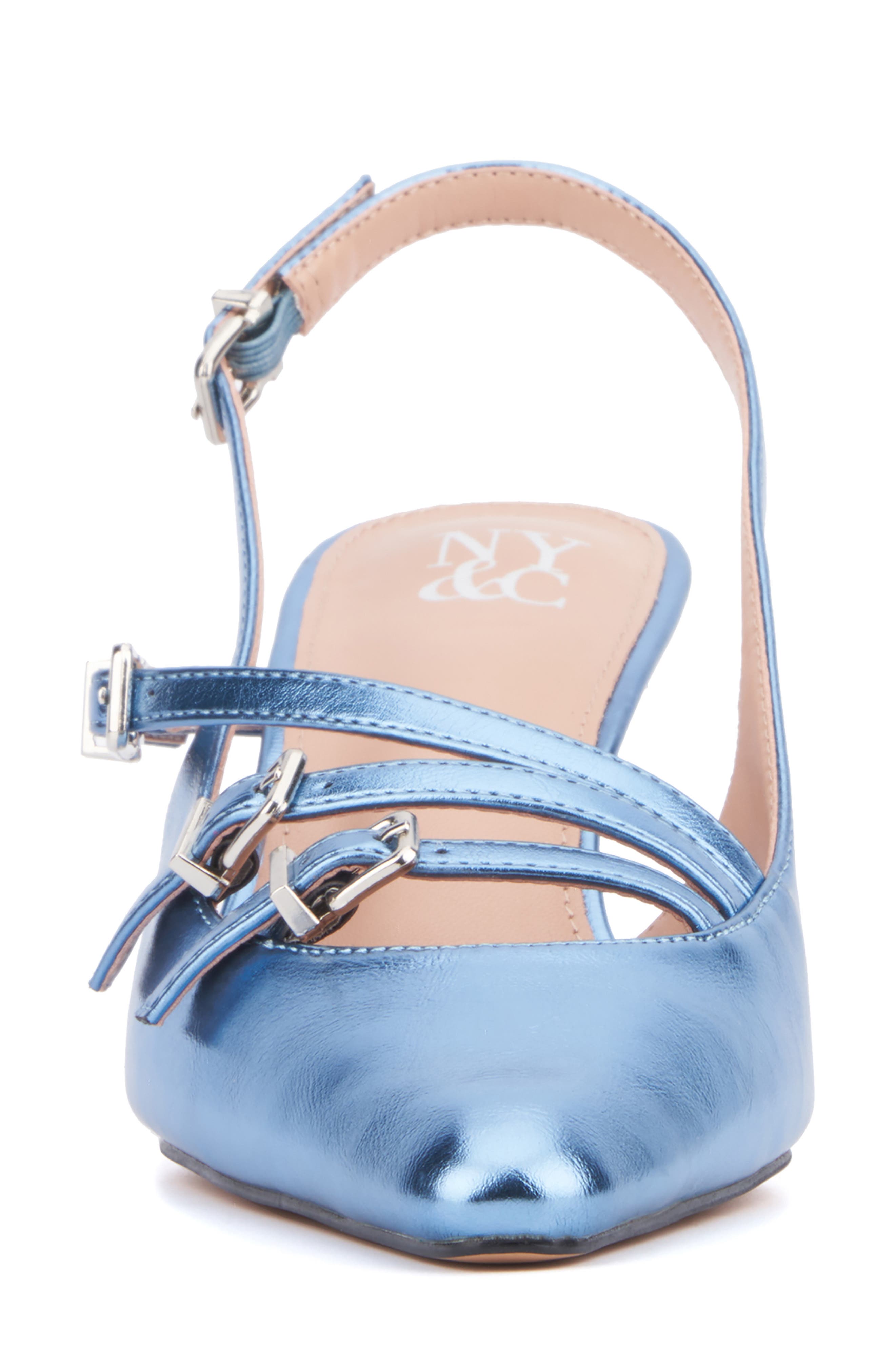 NEW YORK AND COMPANY Imari Slingback Pump, Alternate, color, Blue Metallic
