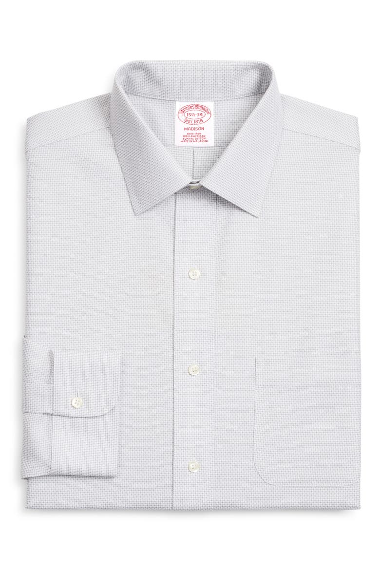 Madison Classic Fit Check Dress Shirt, Main, color, CHARCOAL