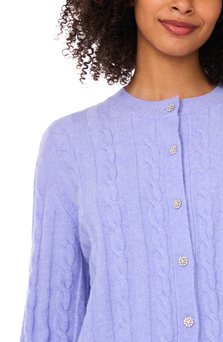 CeCe Jewel Button Cable Knit Crop Cardigan, Alternate, color, Easter Egg