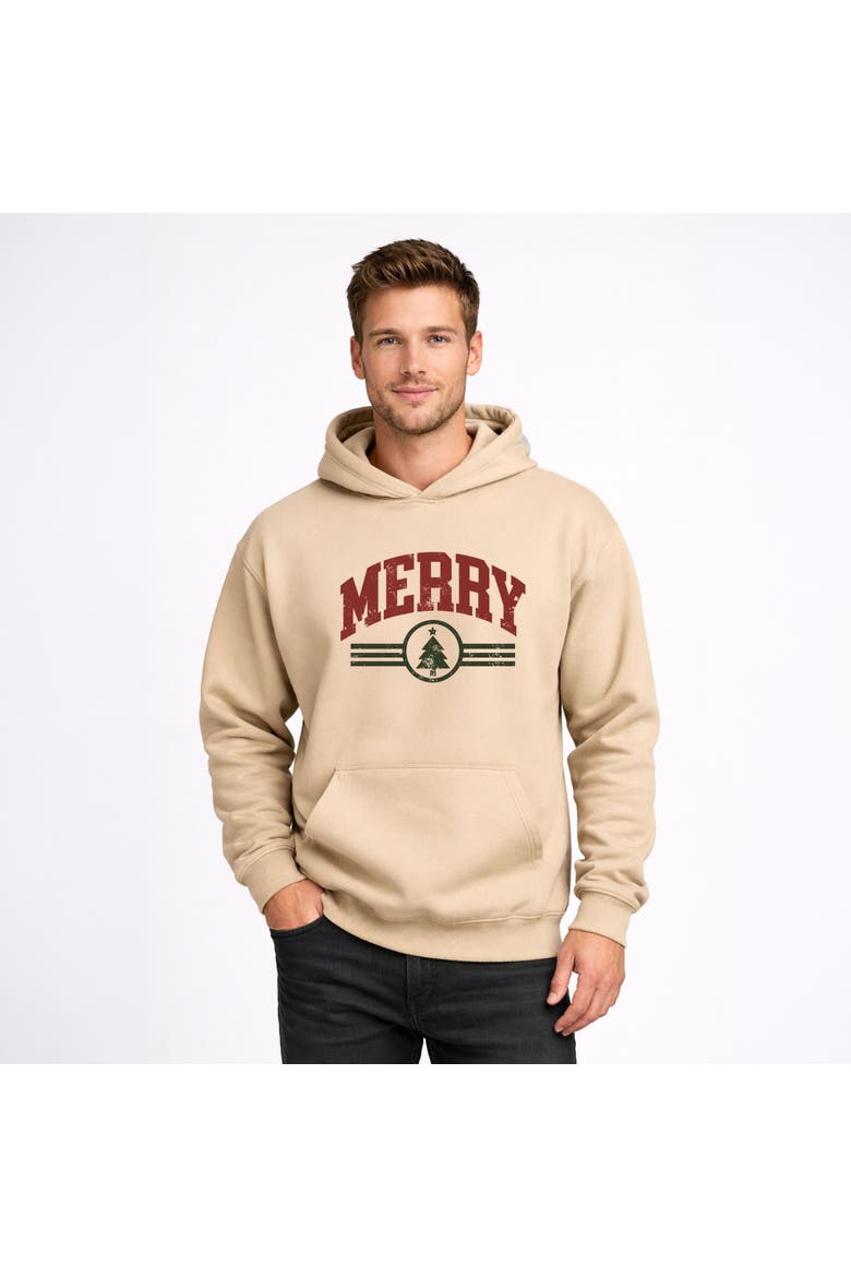 Merry Arched Tree Hoodie, Main, color, Dust