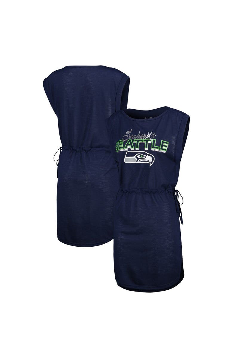 G-III 4HER BY CARL BANKS Women's G-III 4Her by Carl Banks College Navy Seattle Seahawks G.O.A.T. Swimsuit Cover-Up, Main, color, Navy