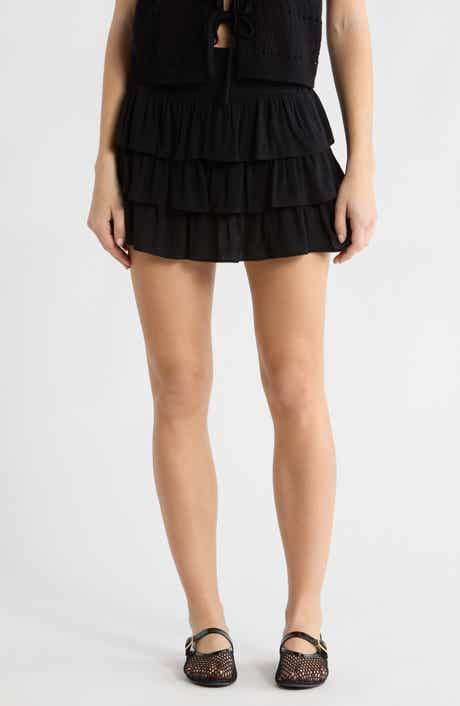 Abound Tiered Crepe Miniskirt