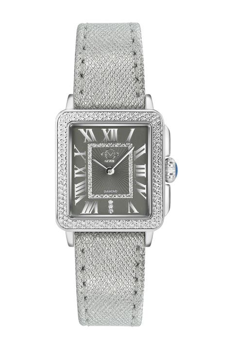 Padova Swiss Diamond Leather Watch, 28.5mm - 0.014 ctw