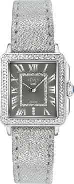 GV2 Padova Swiss Diamond Leather Watch, 28.5mm - 0.014 ctw