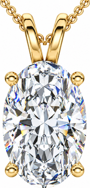 Bliss Diamond Oval Solitaire Diamond 4-Prong Pendant 14k Gold 18" Necklace Lab Grown