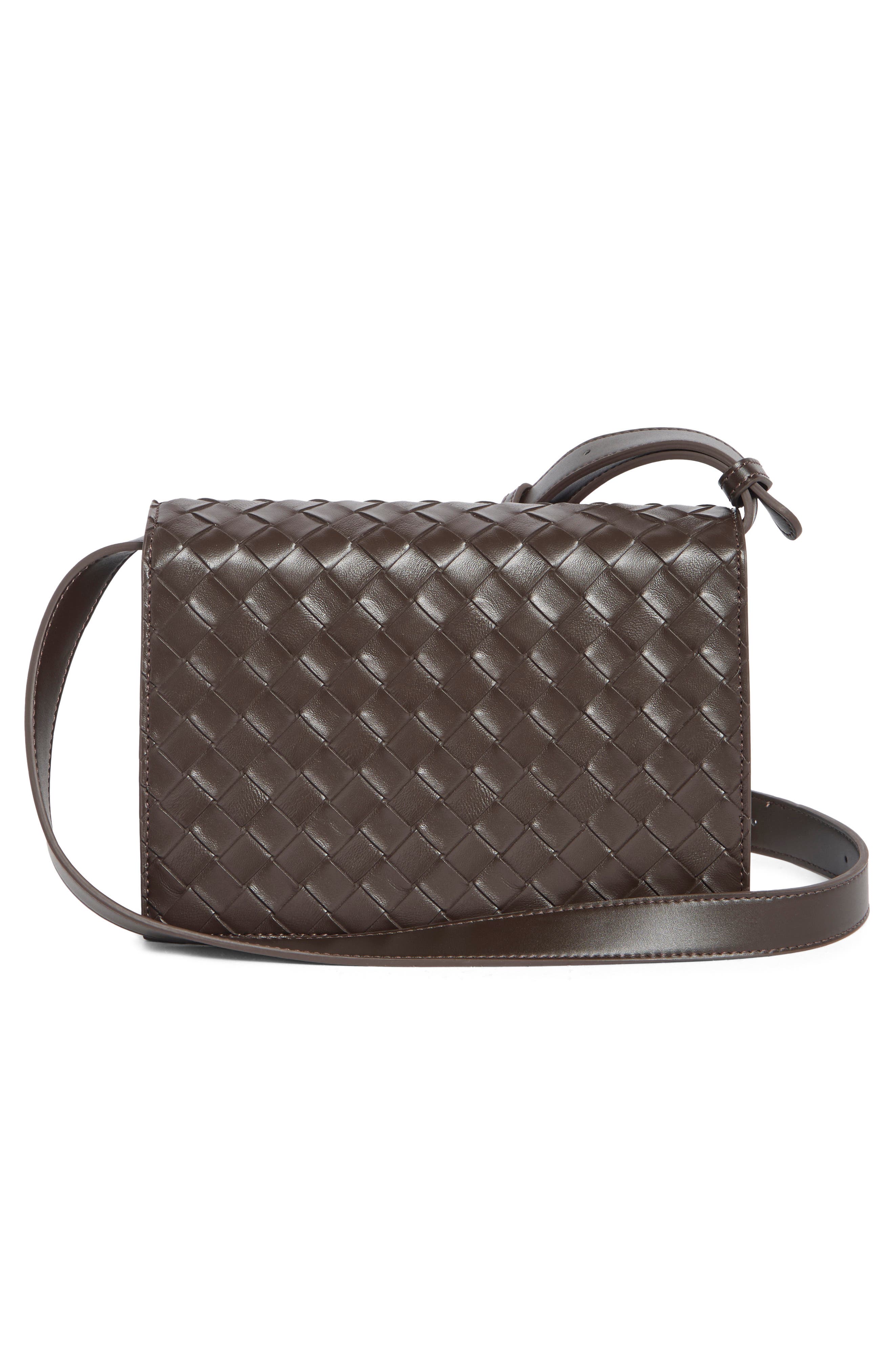 Clio Woven Faux Leather Envelope Crossbody Bag, Alternate, color, DARK BROWN