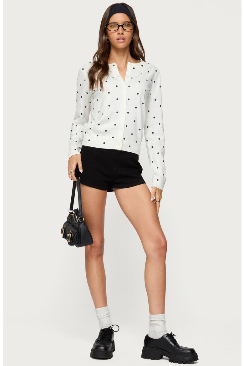 Shea Polka Dot Cardigan, Alternate, color, BLACK-AND-WHITE