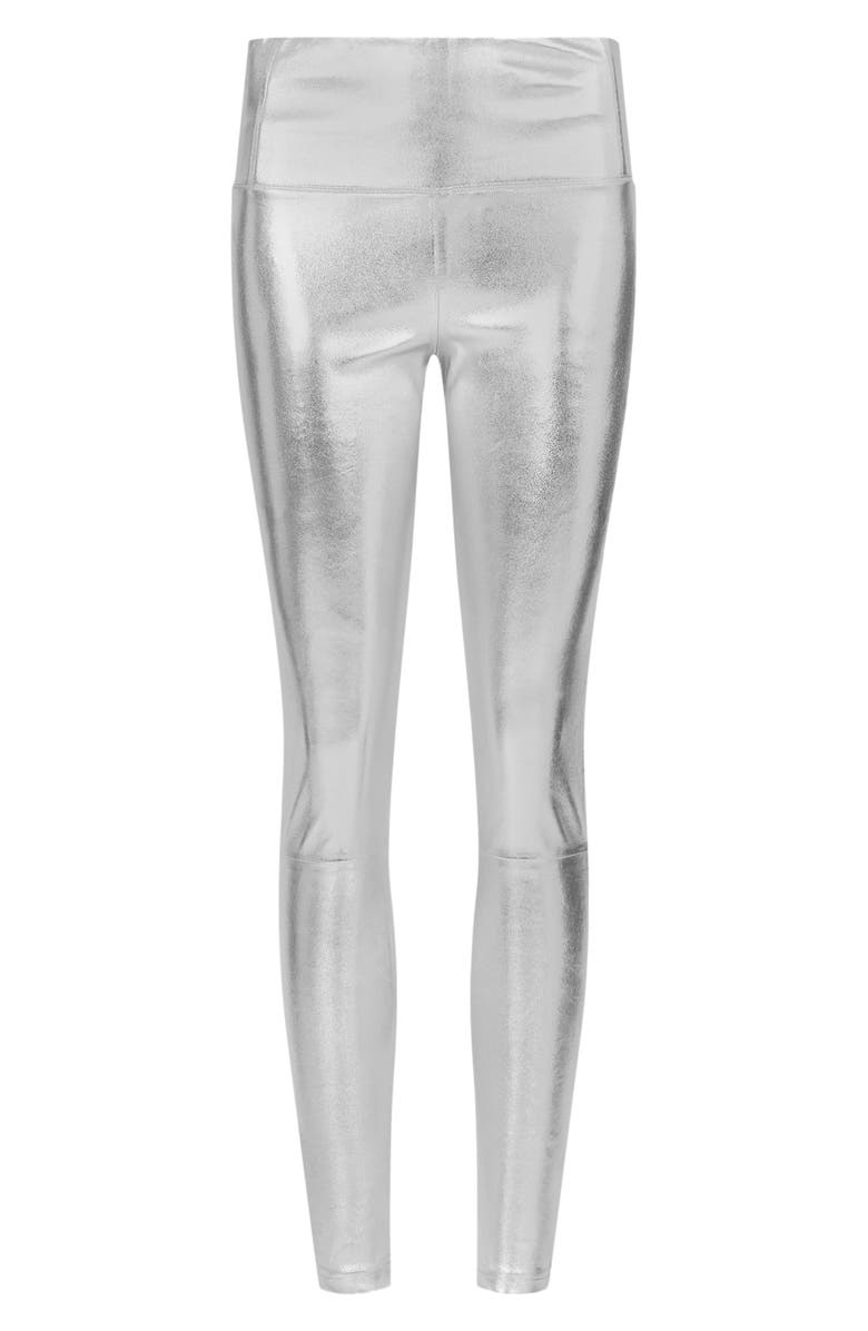AllSaints Cora High Waist Foil Leather Leggings, Alternate, color, 