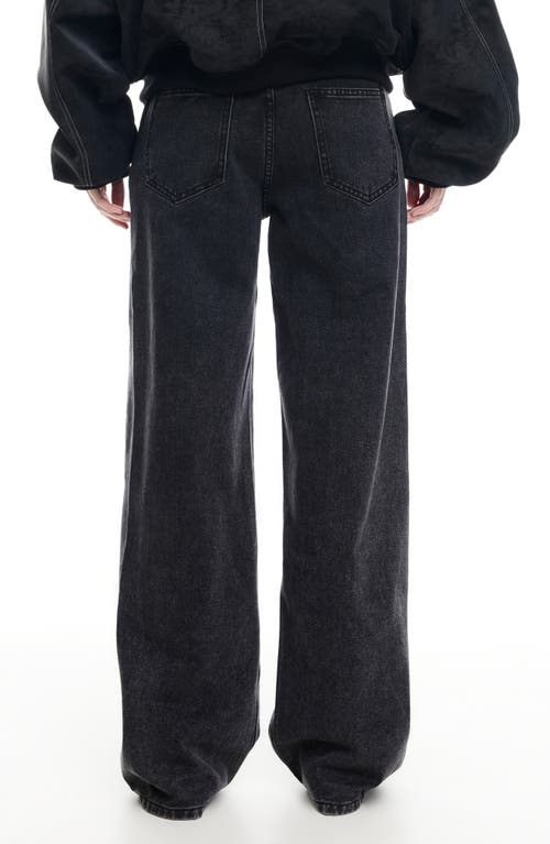 Lioness Renacida Low Rise Wide Leg Jeans In Black