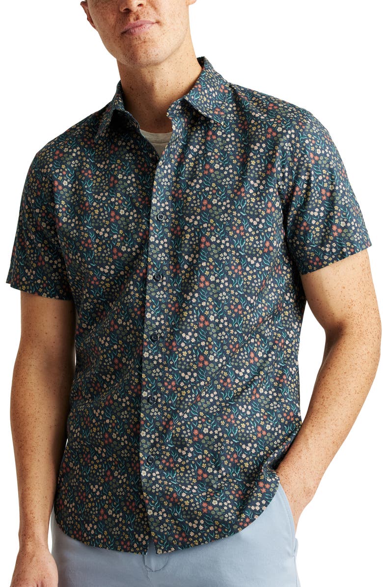 Bonobos Riviera Slim Fit Floral Stretch Short Sleeve Button-Up Shirt, Main, color, 