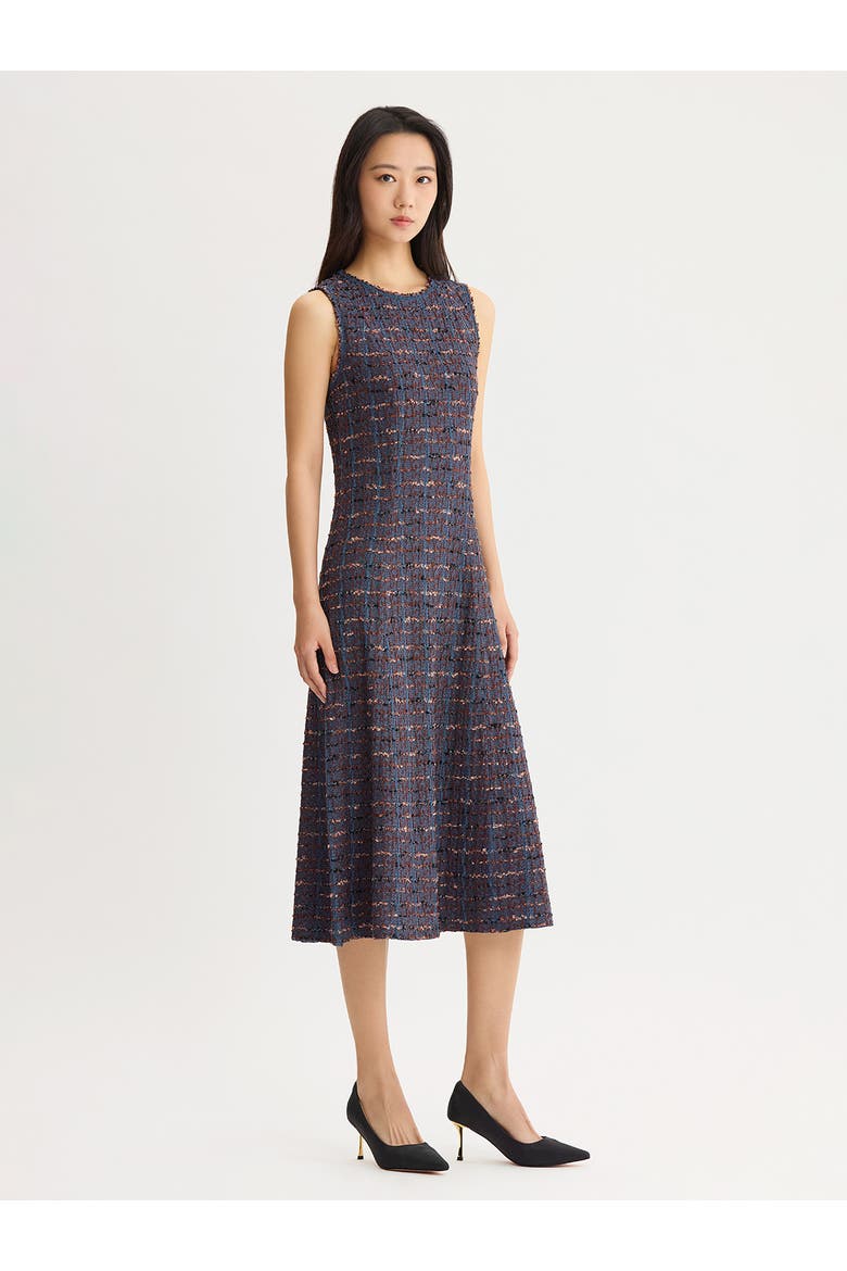 Sleeveless A-Line Ribbon Knit Maxi Dress, Alternate, color, Mahogany/Stardust/Charmeuse