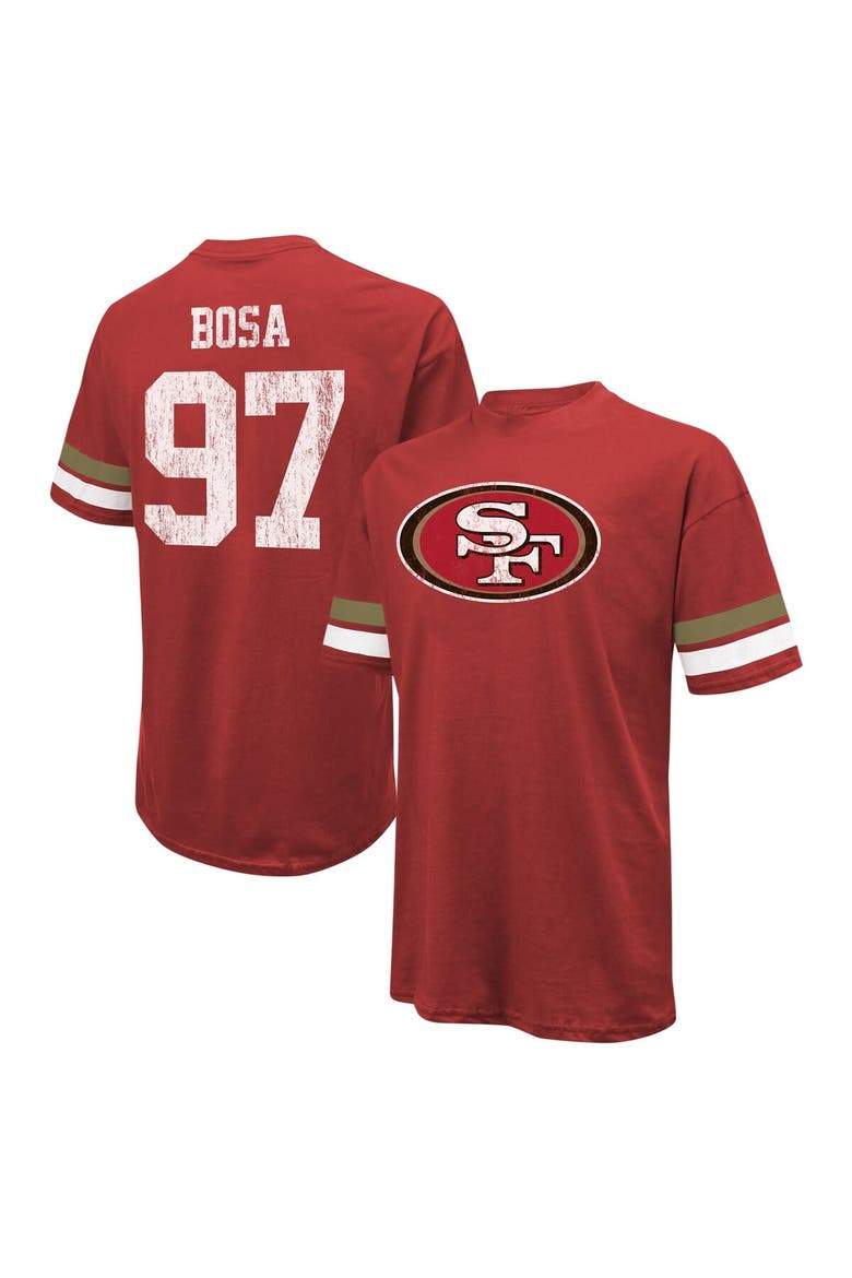 Men's Majestic Threads Nick Bosa Scarlet San Francisco 49ers Name & Number Oversize Fit T-Shirt, Main, color, Scarlet