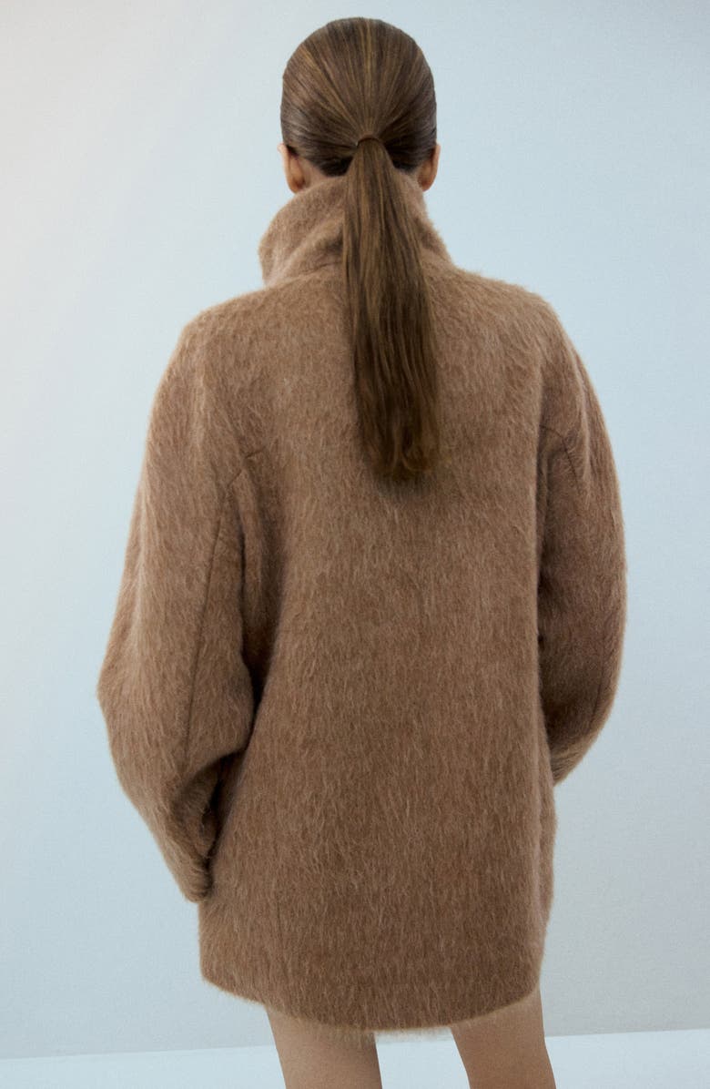 MANGO Brushed Funnel Neck Coat, Alternate, color, 