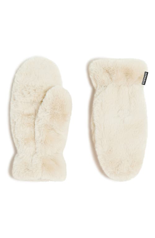 Apparis Coco Faux Fur Mittens in Latte 