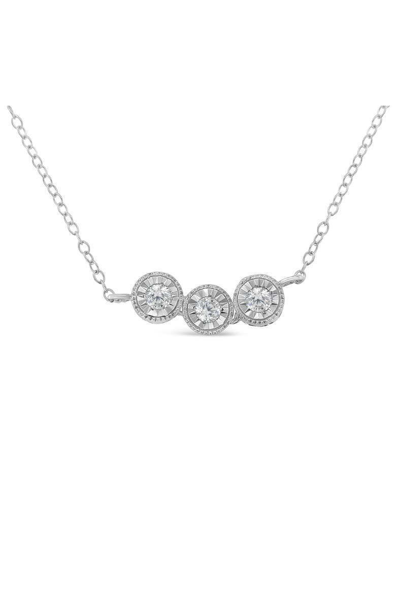 Haus of Brilliance Silver Round Diamond Pendant Necklace, Main, color, White