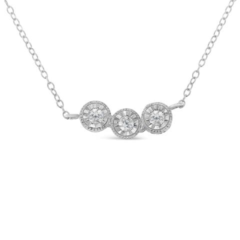 Silver Round Diamond Pendant Necklace