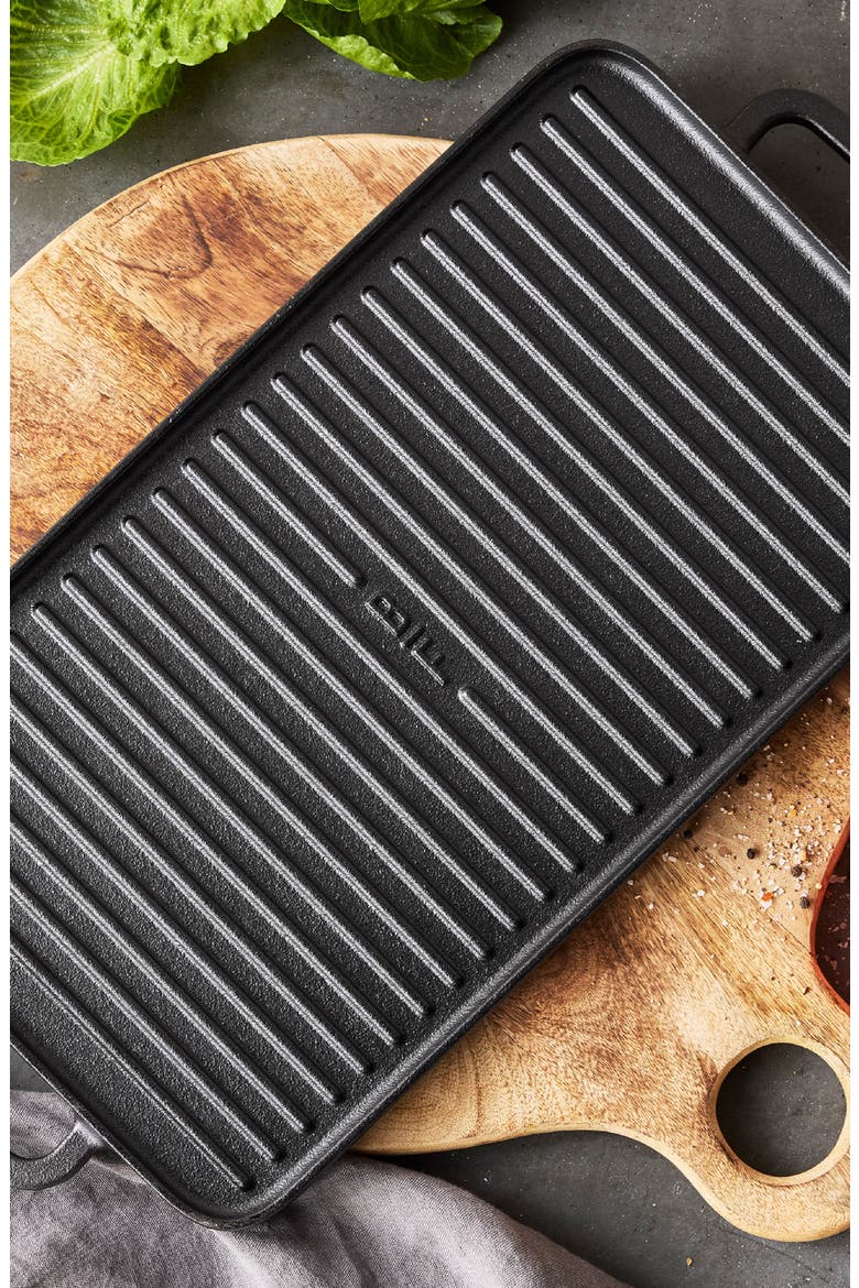 x Bobby Flay Reversible Cast Iron Grill & Griddle, Alternate, color, BLACK