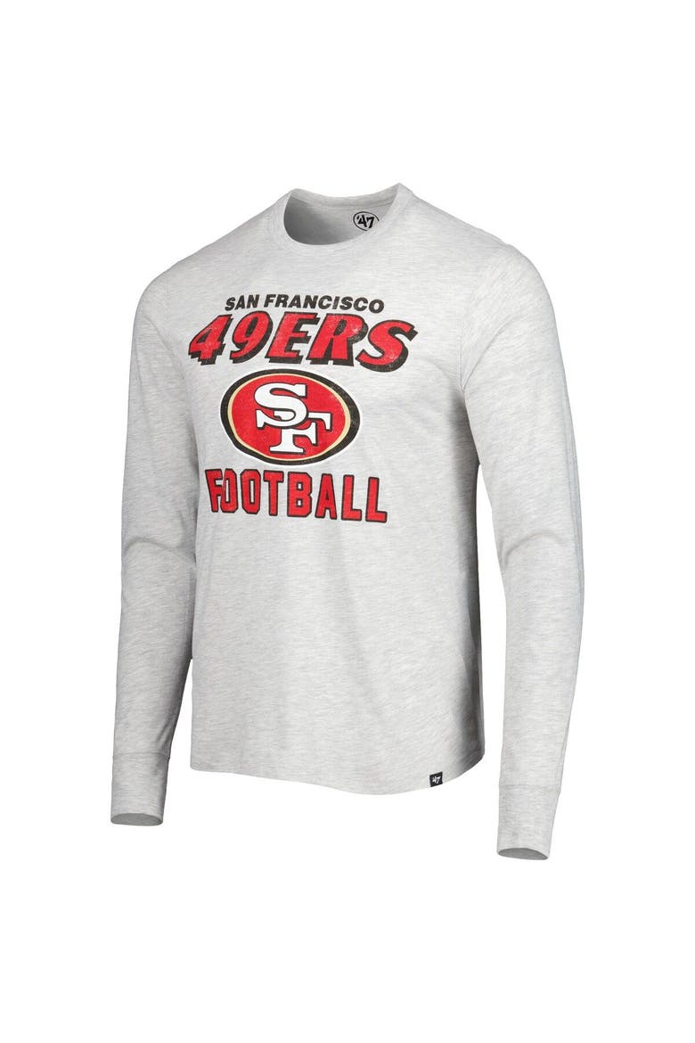 Men's '47 Heathered Gray San Francisco 49ers Dozer Franklin Long Sleeve T-Shirt, Alternate, color, Gray