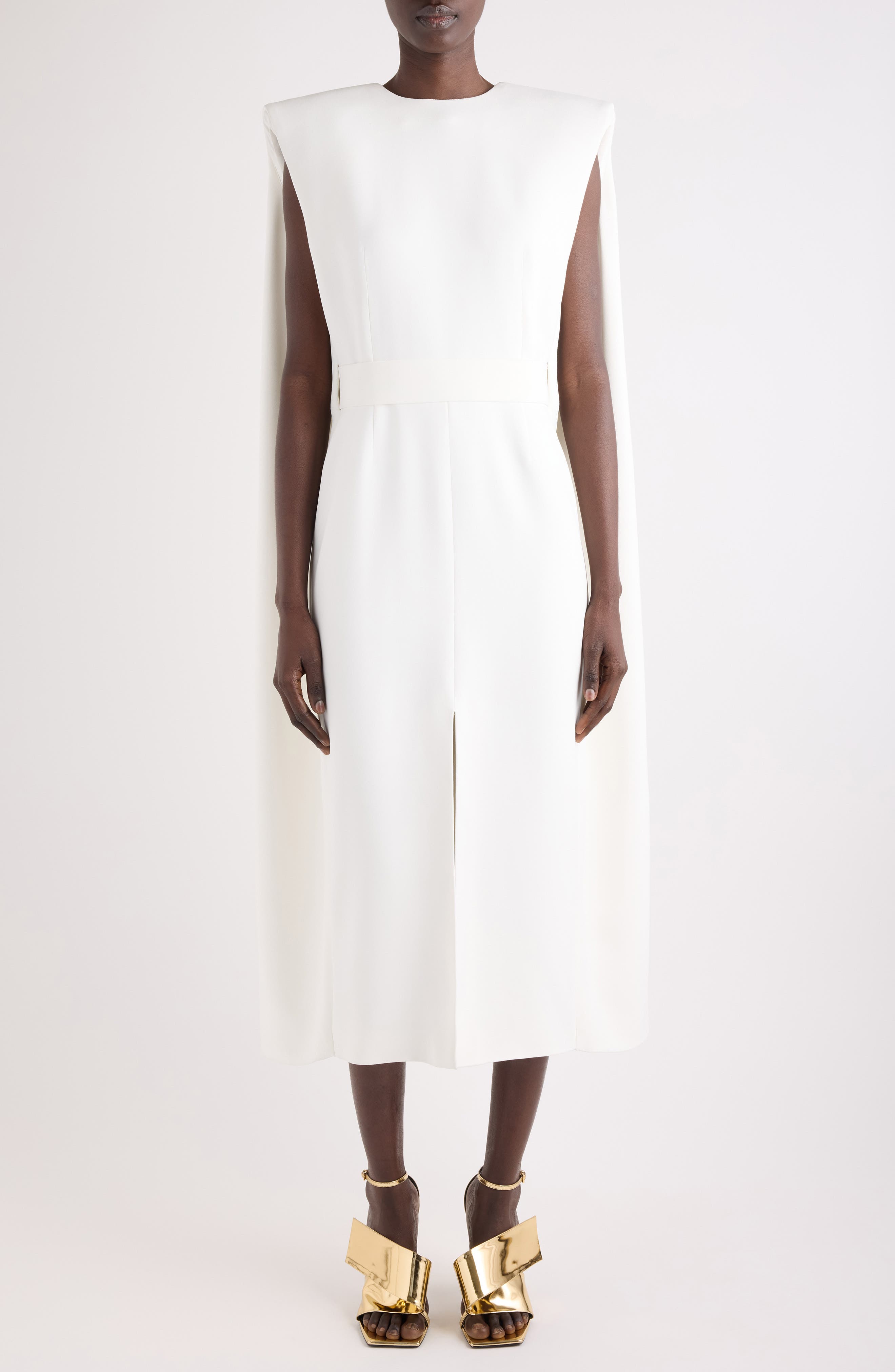 Crepe Cady Cape Dress