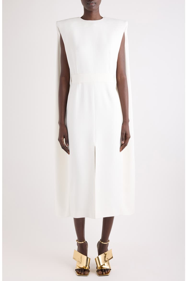 Crepe Cady Cape Dress, Main, color, IVORY