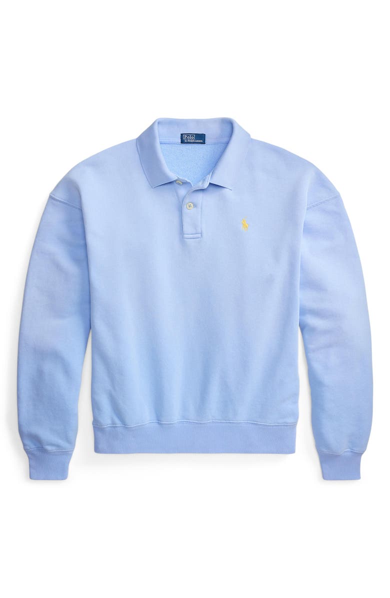 Polo Ralph Lauren Lightweight Fleece Polo Sweatshirt, Alternate, color, Baby Blue