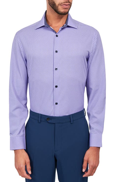 Zig Zag Print Stretch Performance Dress Shirt