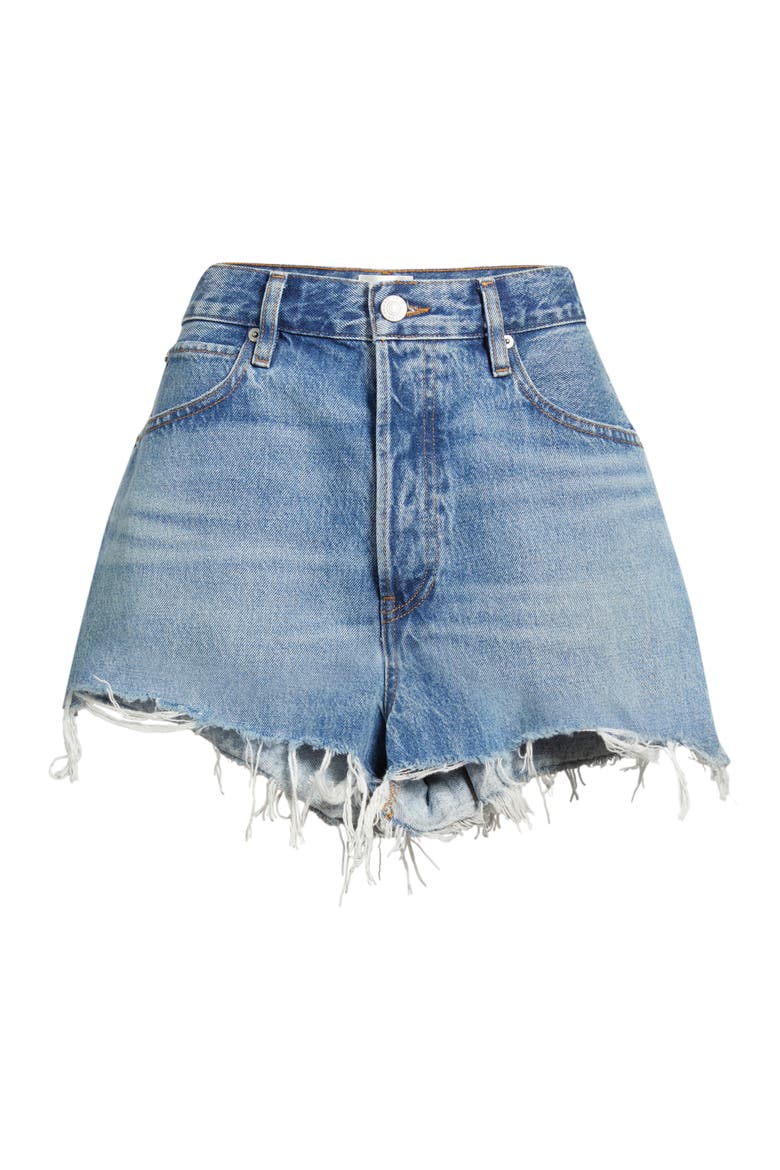 The Dare High Waist Denim Cutoff Shorts, Alternate, color, SPRAWL