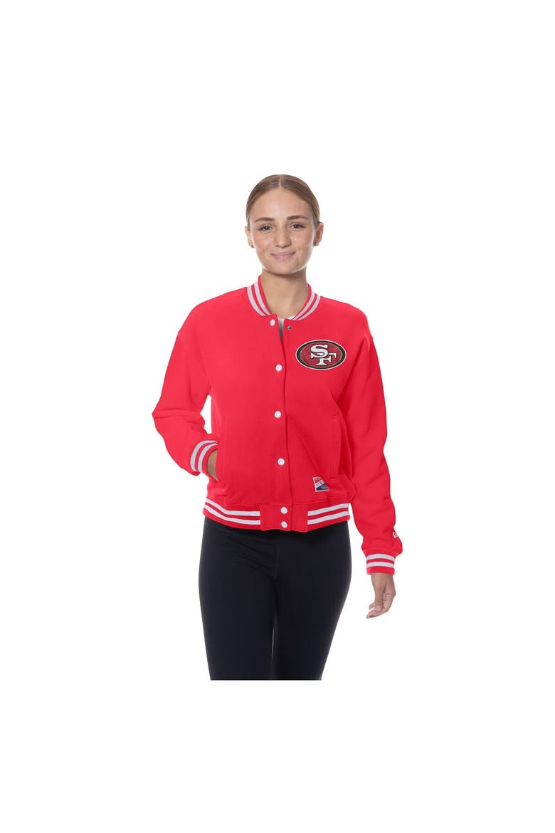 Women's New Era  Scarlet San Francisco 49ers Throwback Fleece Full-Snap Jacket, Alternate, color, Scarlet