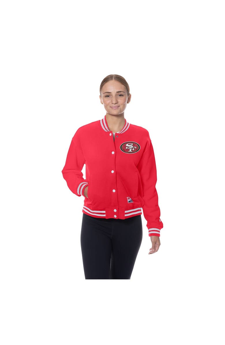 New Era Women's New Era Scarlet San Francisco 49ers Throwback Fleece Full-Snap Jacket, Alternate, color, Scarlet